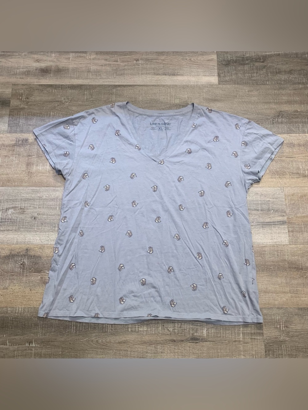 Life Is Good Crusher Lite Tee Cowboy Boots Print T-Shirt Women’s XL